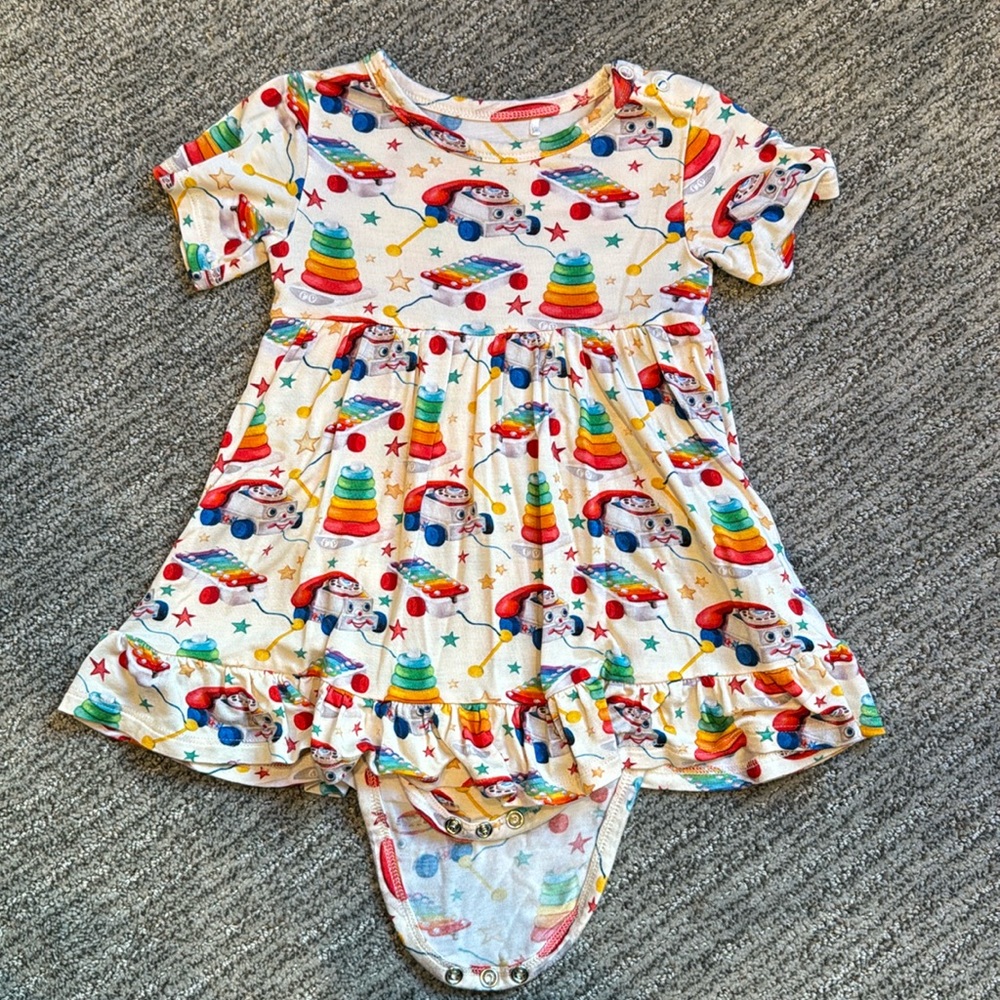 Posh Peanut x Fisher-Price Vintage Fisher Price Short Sleeve Bodysuit Dress